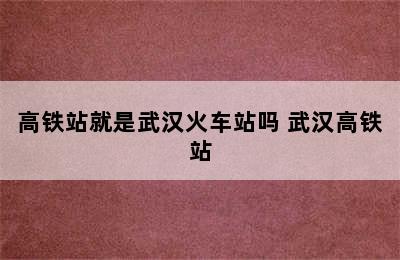 高铁站就是武汉火车站吗 武汉高铁站